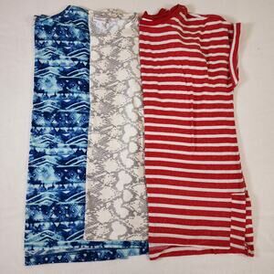 LuLaroe Womens X-Large Lot of 3 Leah Drop Shoulder Cuff Tunics